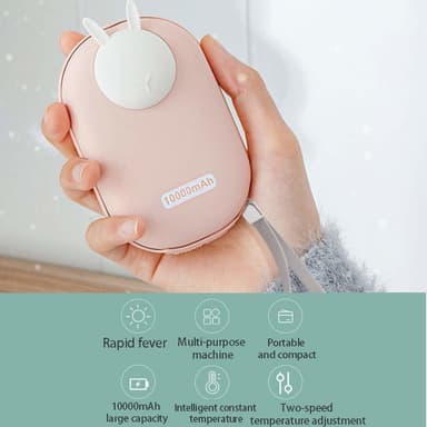 Oppladbar håndvarmer og powerbank 10.000 mAh - rosa