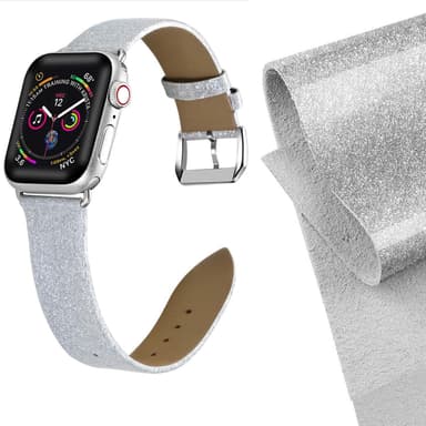 Apple Watch armbånd 38 mm - klokke lær - Glitter sølv