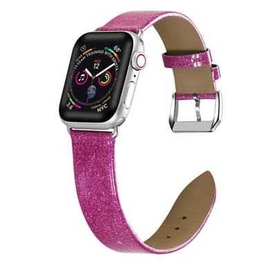 Apple Watch armbånd 38 mm - klokke lær - Glitter mørk rosa