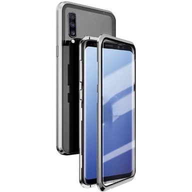 Magnetisk skall Samsung Galaxy A50 med skjermbeskytter - sølv