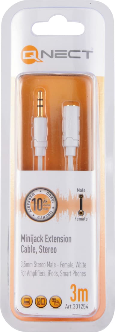 Qnect 3,5 mm jack forlengelseskabel til lyd (3 m)