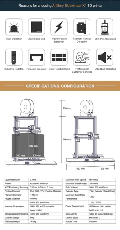 Artillery Sidewinder X1 3D Printer