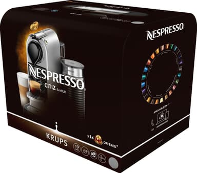NESPRESSO® CitiZ & Milk kaffemaskin fra Krups, Sølv