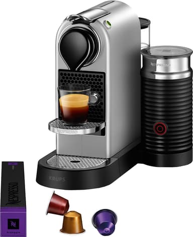 NESPRESSO® CitiZ & Milk kaffemaskin fra Krups, Sølv