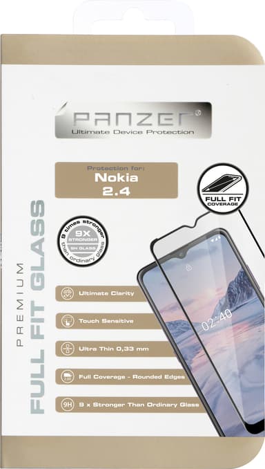 Panzer Full-Fit Nokia 2.4 skjermbeskytter (sort)