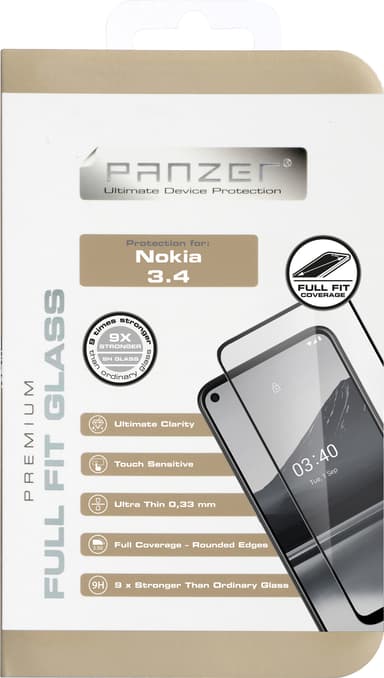 Panzer Full-Fit Nokia 3.4/5.4 skjermbeskytter (sort)