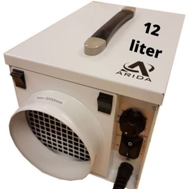 Arida Pro S12 fastmontert avfukter med sorpsjon til kjeller, loft, båt, bobil, garasje - enkel montering