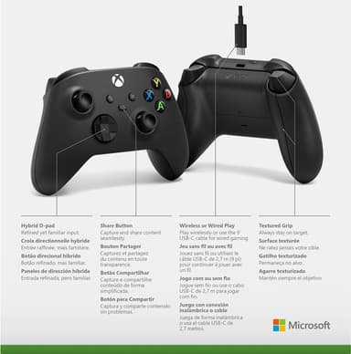 Xbox Series X og S trådløs kontroller og USB-C-kabel