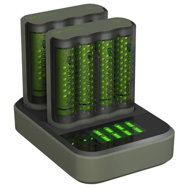 ReCyko 2stk M451 Lader USB-dokkingstasjon D851 + 8xAA