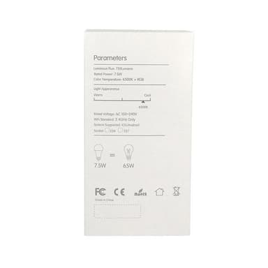 INF Wifi Smart LED-lampe RGB Flerfarget dimbar 7,5W E27 Hvit