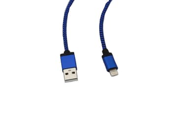 Flettet ladekabel til iPhone 3m - Blå / svart