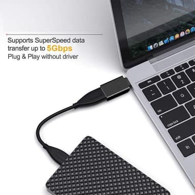 USB-C (hann) til USB 3.0 (hunn) adapter - svart