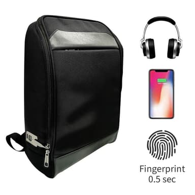 Datasekk med fingeravtrykkslås og USB-ladeport