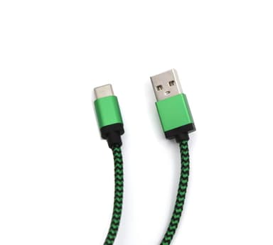 USB-C flettet ladekabel 3m - Grønn