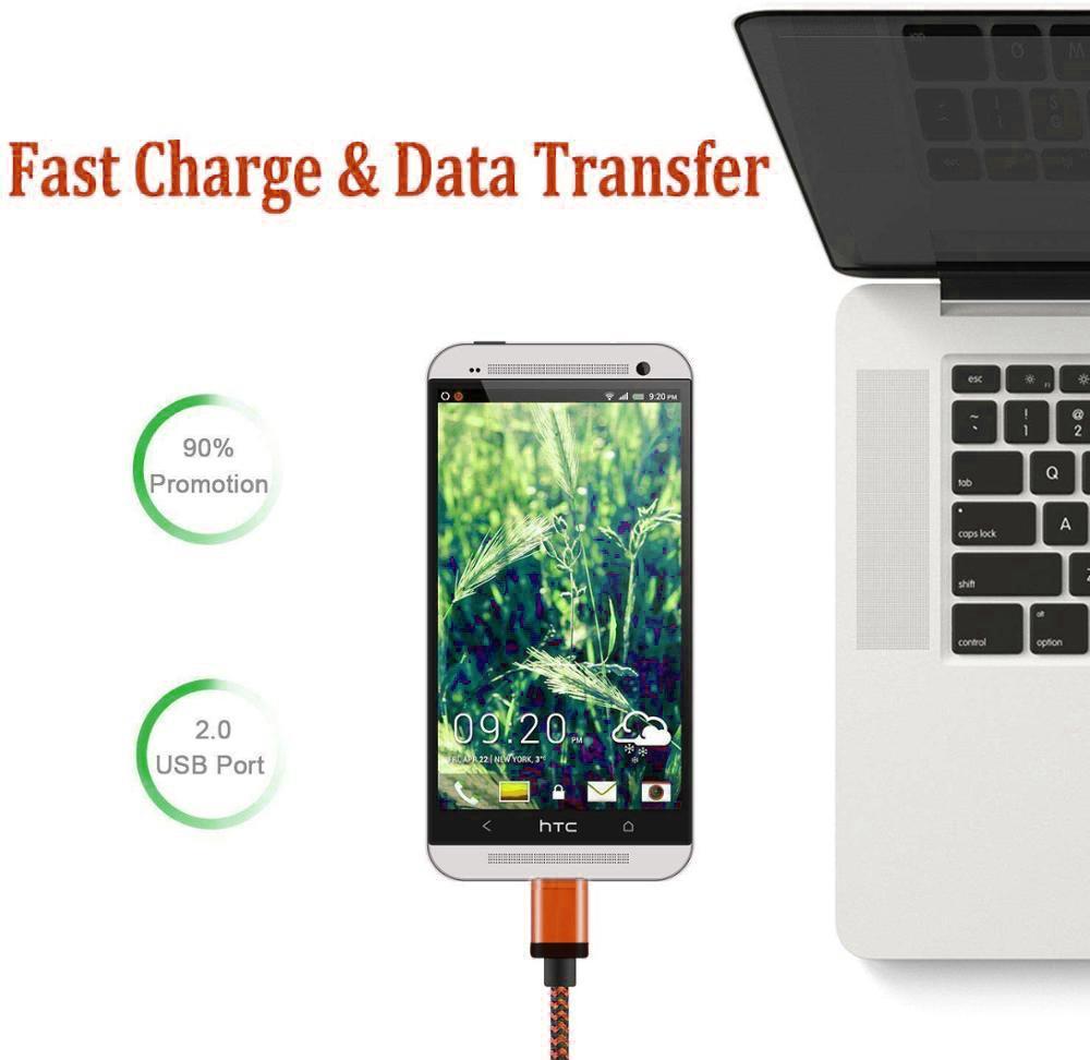 USB-C flettet ladekabel 0,9 m - Oransje
