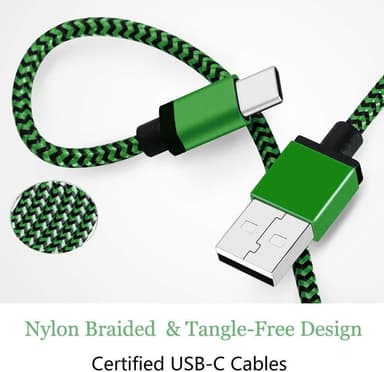 USB-C flettet ladekabel 3m - Grønn