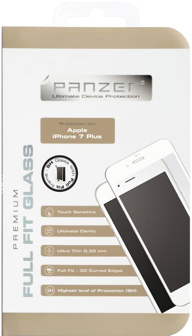 Panzer Full-Fit skjermbeskyttelse iPhone 7 Plus/8 Plus (hvit)
