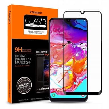 Spigen Samsung Galaxy A70 Skjermbeskytter GLAS.tR Herdet Glass Full Size Svart