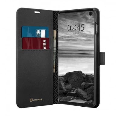 Spigen Samsung Galaxy S10 Etui La Manon Wallet Saffiano Svart