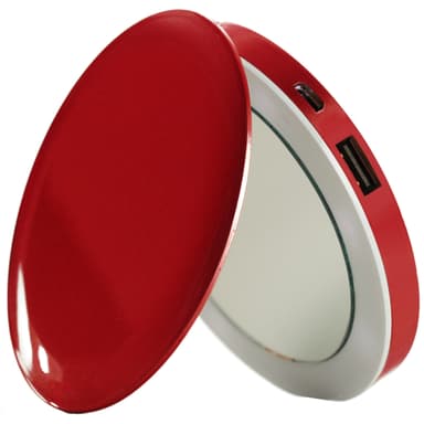 Hyper Pearl sminkespeil + powerbank (rød)