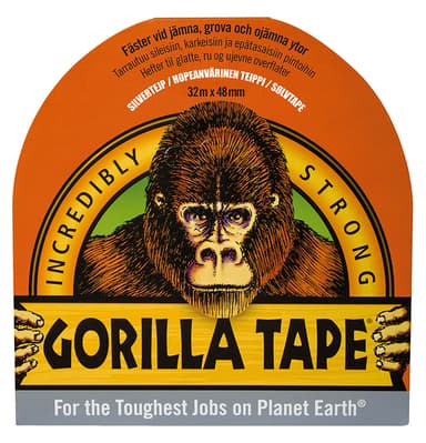 Gorilla Glue-tape, sølv, 32 m × 48 mm
