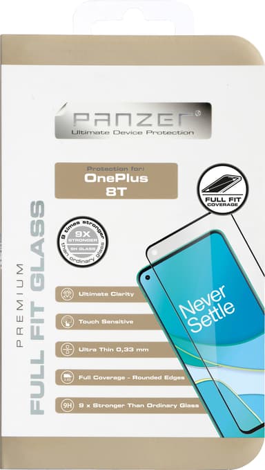 Panzer Full-Fit OnePlus 8T skjermbeskytter (sort)
