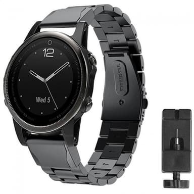 Rustfritt stål armbånd Garmin Fenix 5S - svart