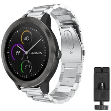 Rustfritt stål armbånd Garmin VivoActive 3 - sølv