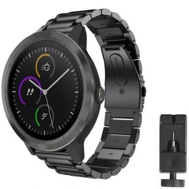 Rustfritt stål armbånd Garmin VivoActive 3 - Svart