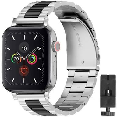 Armbånd i rustfritt stål Apple Watch 5 (44mm) - Sølv / svart