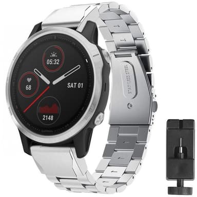 Rustfritt stål armbånd Garmin Fenix 6S - sølv