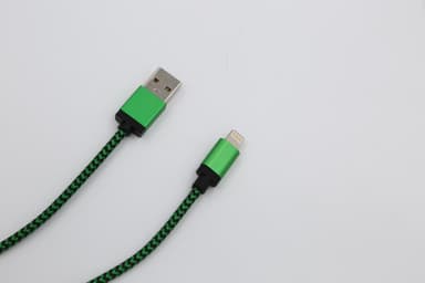 Flettet ladekabel til iPhone 1,8 m - Grønn
