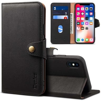 Denior lommebok lær 3-kort Apple iPhone XS Max (6.5"") - Svart