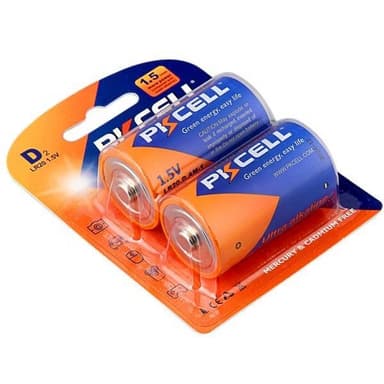PKCELL batterier 1,5V alkalisk D / LR20 2-pakning