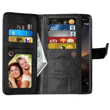 Dobbeltflip Flexi 9-kort Nokia 6.1 2018 (TA-1043)  - Svart