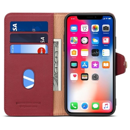 Denior Mobilplånbok läder 3-kort Apple iPhone XR (6.1")  - burgunder