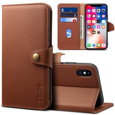 Denior lommebok lær 3-kort Apple iPhone XS Max (6.5")  - brun