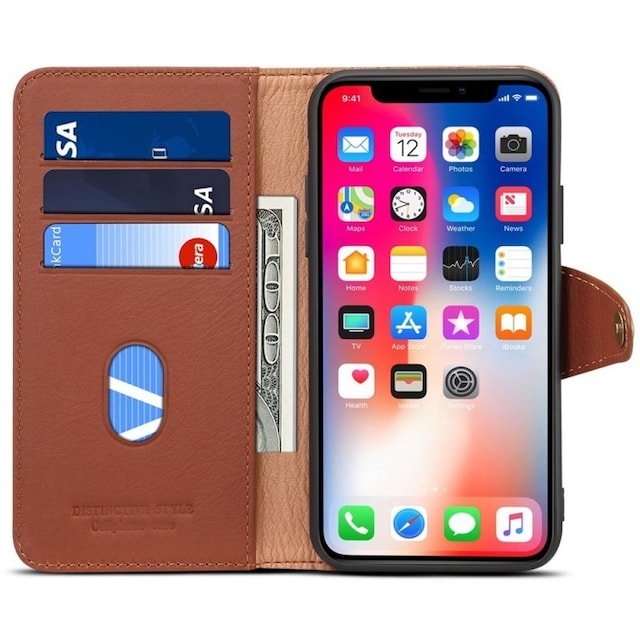 Denior Mobilplånbok läder 3-kort Apple iPhone XR (6.1")  - brun