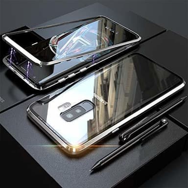 Samsung Galaxy S9 Plus deksel med skjermbeskyttelse glass / sølv