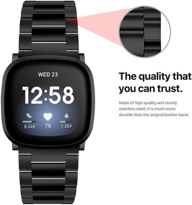 Fitbit Versa 3 / Sense armband rostfritt stål Svart