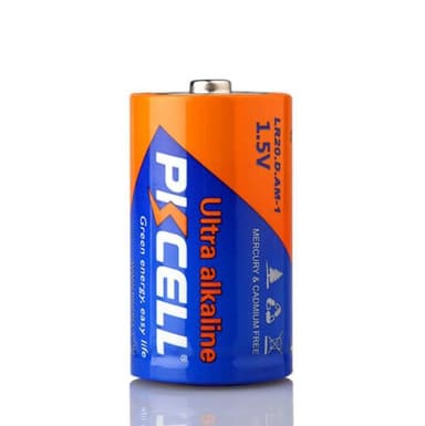 PKCELL batterier 1,5V alkalisk D / LR20 2-pakning