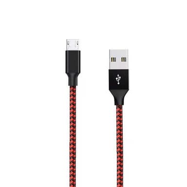 Micro USB-ladekabel 3m nylon rød / svart