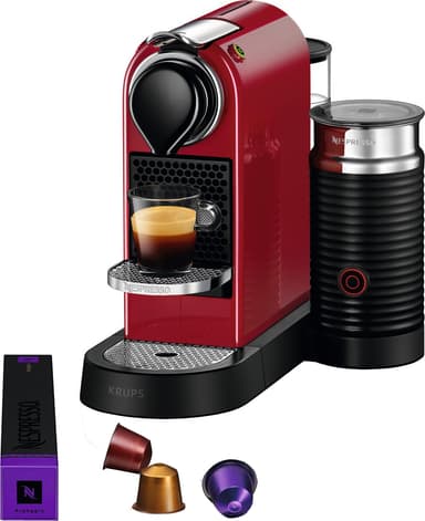 NESPRESSO® CitiZ & Milk kaffemaskin fra Krups, Rød