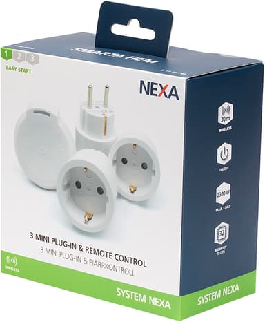 Nexa MYCR-2300 3x Mini plug-in-uttak og 1x fjernkontroll