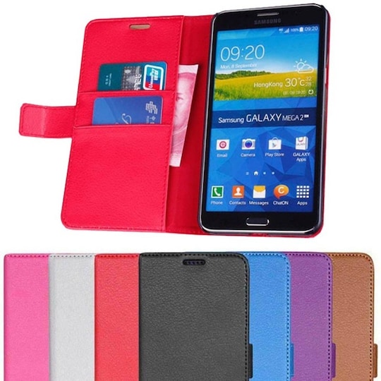 Lommebokdeksel 2-kort Samsung Galaxy Mega 2 (SM-G750F)  - lilla