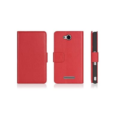 Lommebokdeksel 2-kort Sony Xperia C (c2303)  - RØD