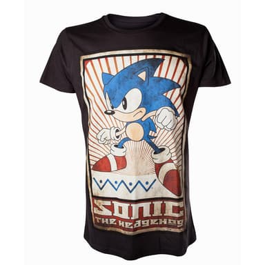T-skjorte Sega Vintage Sonic sort (M)