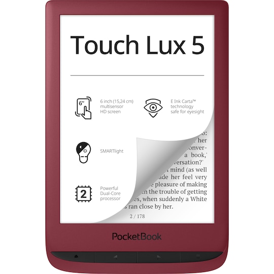 PocketBook Touch Lux 5 lesebrett (rød)