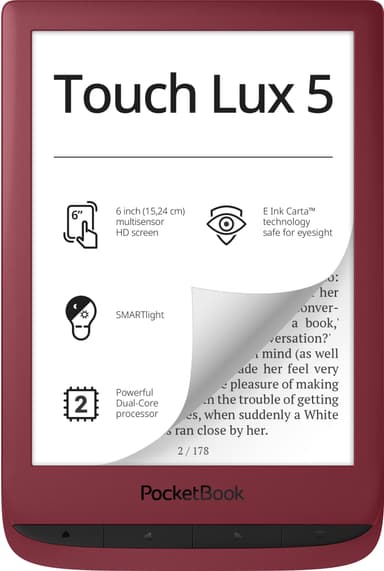 PocketBook Touch Lux 5 lesebrett (rød)