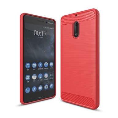 Børstet silikondeksel Nokia 6 (TA-1021)  - RØD